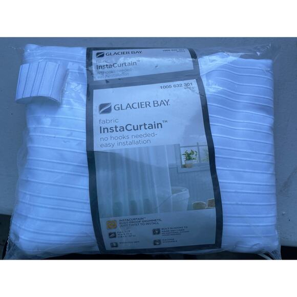 Glacier Bay 71 in. x 74 in. White Fabric InstaCurtain - Picture 4 of 5